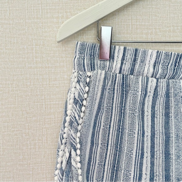 Aeropostale Cotton Blue & White Textured Stripes, Beachy Elastic Waist Shorts - Picture 2 of 10